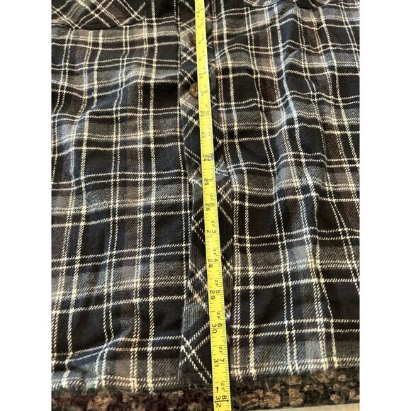 Levis Men's Plaid Heavyweight Flannel Shacket Grey & White L/G Pockets - Picture 5 of 8